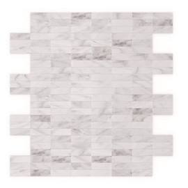 Freezy Natural White 11.42 in. x 11.57 in. x 5 mm Stone Self-Adhesive Wall Mosaic Tile (11.04 sq. ft. /case)