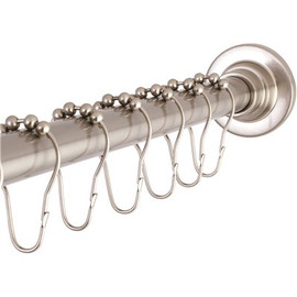 Kingston Brass Classic 60 in. to 72 in. Fixed Shower Rod with Hooks in Brushed Nickel