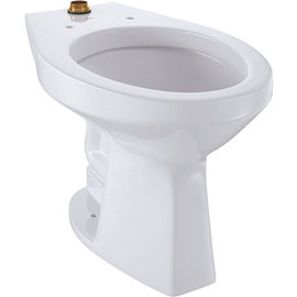 TOTO Commercial Flushometer 1.0 GPF/1.28 GPF/1.6 GPF Elongated Toilet Bowl Only with Top Spud and CeFiONtect in Cotton White
