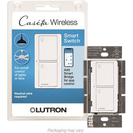 Lutron CasÃ©ta Smart Switch for All Bulb Types or Fans, 5A, PD-5ANS-WH-R, White