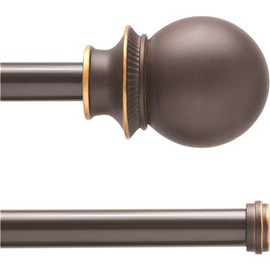 Fast Fit Easy Install Birkin 66 in. - 120 in. Adjustable Double Curtain Rod 5/8 in. Dia., Oil Rubbed Bronze with Finials