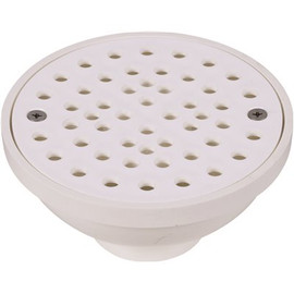 OATEY Round White PVC Area Floor Drain with Screw-In Drain Cover