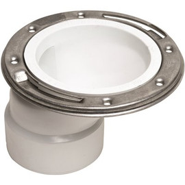 OATEY 3 in. PVC Open Offset Toilet Flange with Stainless Steel Ring