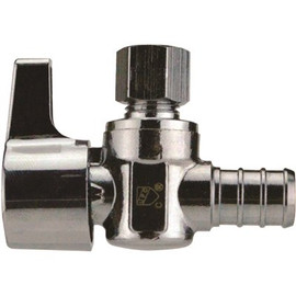 Apollo 1/2 in. Chrome-Plated Brass PEX-B Barb x 1/4 in. Compression Quarter-Turn Angle Stop Valve