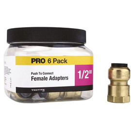 Tectite 1/2 in. Brass Push-To-Connect Female Pipe Thread Adapter Pro Pack (6-Pack)