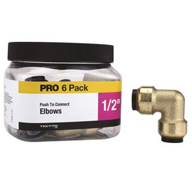 Tectite 1/2 in. Brass Push-To-Connect 90-Degree Elbow Pro Pack (6-Pack)