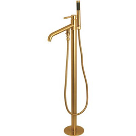 Aqua Eden Modern Single-Handle Claw Foot Freestanding Tub Faucet with Handshower in Brushed Brass