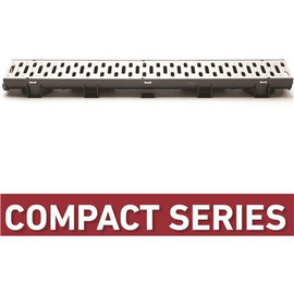 Compact Series 5.4 in. W x 3.2 in. D x 39.4 in. L Black Channel and Stainless Steel Grate with Bottom Outlet