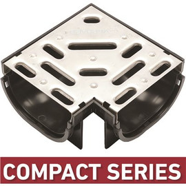 U.S. TRENCH DRAIN Compact Series 90 Corner for 3.2 in. D Trench and Channel Drain Systems w/ Stainless Steel Grate