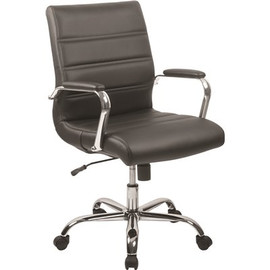 Flash Furniture 23 in. Width Standard Black/Chrome Faux Leather Task Chair