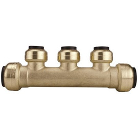 Tectite 3/4 in. x 3/4 in. Brass Push-To-Connect Inlets with 3-Port Open Manifold 1/2 in. Push-To-Connect Outlets