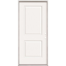 Masonite 36 in. x 80 in. White Right-Hand Inswing 2-Panel Square Primed Steel Prehung Front Door with No Brickmold