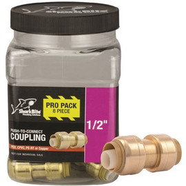 SharkBite 1/2 in. Push-to-Connect Brass Coupling Fitting Pro Pack (8-Pack)