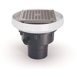 Zurn EZ PVC Slab on Grade Square Drain with 5 in. Nickel Bronze Strainer and 3 in. x 4 in. Outlet