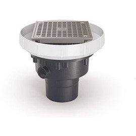 Zurn EZ PVC Slab on Grade Square Drain with 6 in. Nickel Bronze Strainer and 2 in. x 3 in. Outlet