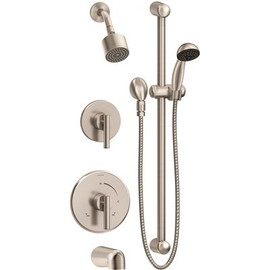 Symmons Dia 2-Handle Tub and 1-Spray Shower Trim with 1-Spray Hand Shower in Satin Nickel (Valves not Included)