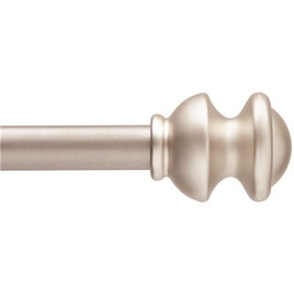 Kenney Kendall 48 in. - 86 in. Adjustable Single Curtain Rod 5/8 in. Diameter in Brushed Nickel with Modern Finials