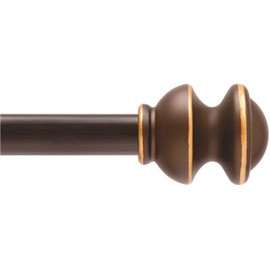 Kenney Kendall 28 in. - 48 in. Adjustable Single Curtain Rod 5/8 in. Diameter in Oil Rubbed Bronze with Modern Finials