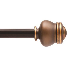 Kenney Glendale 48 in. - 86 in. Adjustable Single Curtain Rod 5/8 in. Diameter in Oil Rubbed Bronze with Traditional Finials