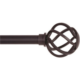 Kenney Cage 48 in. - 86 in. Adjustable Single Curtain Rod 5/8 in. Diameter in Black with Openwork Finials