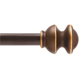 Kenney Kendall 48 in. - 86 in. Adjustable Single Curtain Rod 5/8 in. Diameter in Oil Rubbed Bronze with Modern Finials