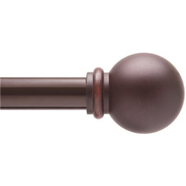 Kenney Chelsea 48 in. - 86 in. Adjustable Single Curtain Rod 5/8 in. Diameter in Weathered Brown with Ball Finials