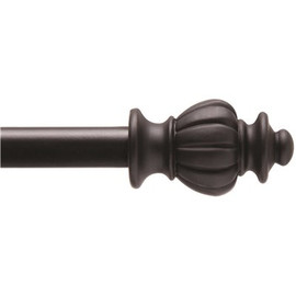 Kenney Othello 48 in. - 86 in. Adjustable 1/2 in. Petite Cafe Decorative Window Single Curtain Rod in Black