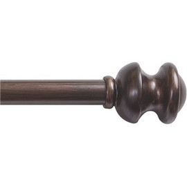 Kenney Kendall 28 in. - 48 in. Adjustable Single Curtain Rod 5/8 in. Diameter in Antique Rust with Modern Finials