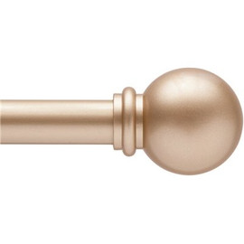 Kenney Chelsea 48 in. - 86 in. Adjustable Single Curtain Rod 5/8 in. Diameter in Soft Brass with Ball Finials