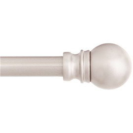 Davenport 48 in. - 86 in. Adjustable Single Petite Cafe Curtain Rod 1/2 in. Diameter in Brushed Nickel with Ball Finials