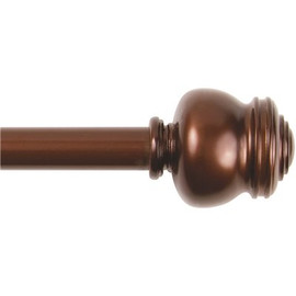 Kenney Glendale 28 in. - 48 in. Adjustable Single Curtain Rod 5/8 in. Diameter in Cocoa with Traditional Finials