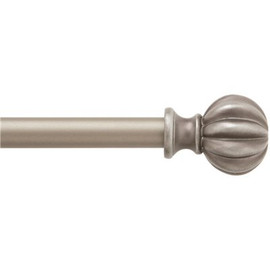 Kenney Rachel 28 in. - 48 in. Adjustable Single Curtain Rod 5/8 in. Diameter in Italian Pewter Fluted Ball Finials