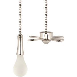 Commercial Electric 12 in. Brushed Nickel Light Bulb and Fan Pull Chain Set