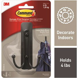 Command Matte Black Large Double Hook (Case of 24)