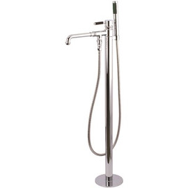 Kingston Brass Modern Single-Handle Floor-Mount Roman Tub Faucet with Hand Shower in Chrome