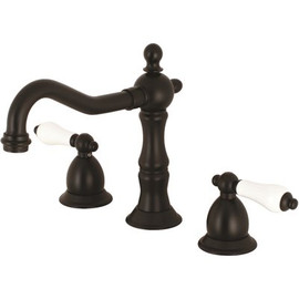 Kingston Brass Victorian Porcelain Lever 8 in. Widespread 2-Handle Bathroom Faucet in Matte Black