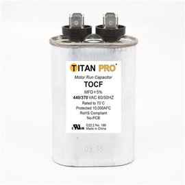 Packard TITAN PRO Run Capacitor 15 MFD 440/370 Volt Oval