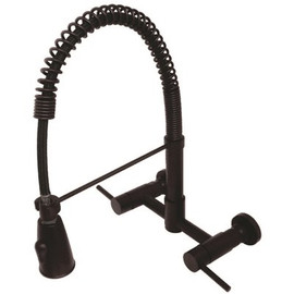 Kingston Brass Modern 2-Handle Wall-Mount Pull-Down Sprayer Kitchen Faucet in Oil Rubbed Bronze