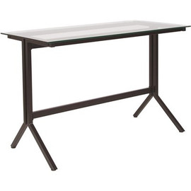 Flash Furniture 43.3 in. Rectangular Clear/Black Computer Desks with Glass Top