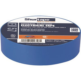Shurtape EV 57 3/4 in. x 66 ft. General Purpose Electrical Tape, UL Listed, BLUE, 7 mils (1 Roll)