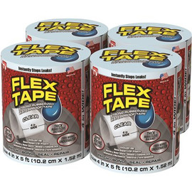 FLEX SEAL FAMILY OF PRODUCTS Flex Tape Clear 4 in. x 5 ft. Strong Rubberized Waterproof Tape (4-Piece)