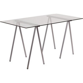 Flash Furniture 55 in. Rectangular Clear/Chrome Writing Desks with Glass Top