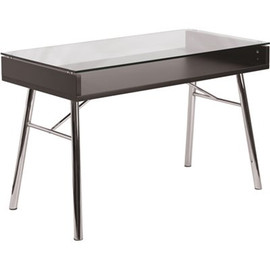 Carnegy Avenue 47.3 in. Rectangular Clear/Chrome Writing Desks with Built-In Storage