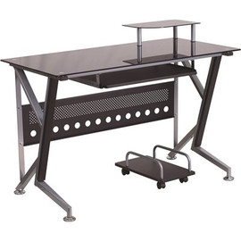 Carnegy Avenue 47.3 in. Rectangular Black/Silver Computer Desks with Keyboard Tray