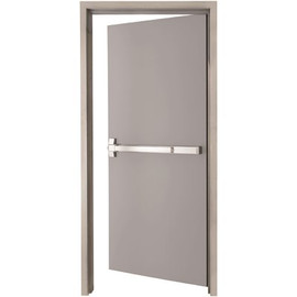 Armor Door 36 in. x 84 in. Fire-Rated Gray Right-Hand Flush Steel Commercial Door with Panic Bar, Knock Down FrameandHardware