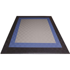 Swisstrax 17.5 ft. x 17.5 ft. Silver with Black and Blue Borders Ribtrax Smooth ECO Double Car Pad Kit