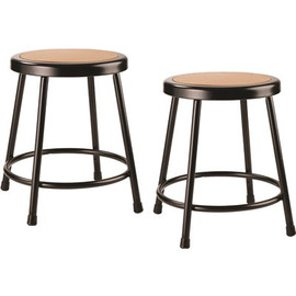 National Public Seating 18 in. Black Heavy-Duty Steel Stool (2-Pack)