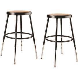 National Public Seating 19 in. to 27 in. H Black Adjustable Heavy-Duty Steel Stool (2-Pack)