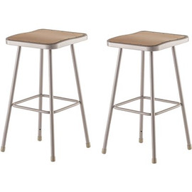 National Public Seating 30 in. Grey Heavy-Duty Square Seat Steel Stool (2-Pack)