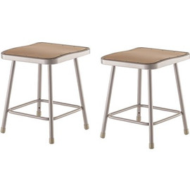 National Public Seating 18 in. Grey Heavy-Duty Square Seat Steel Stool (2-Pack)